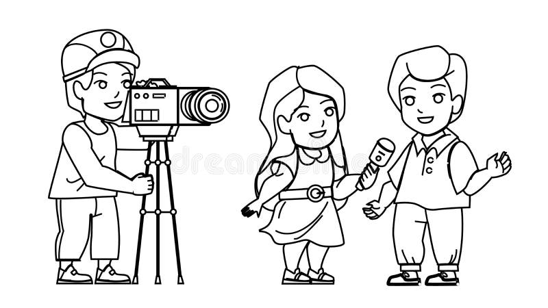 reporter clipart black and white