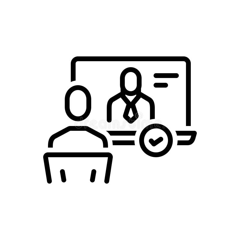 Black line icon for Interviews, meeting and evaluation vector illustration