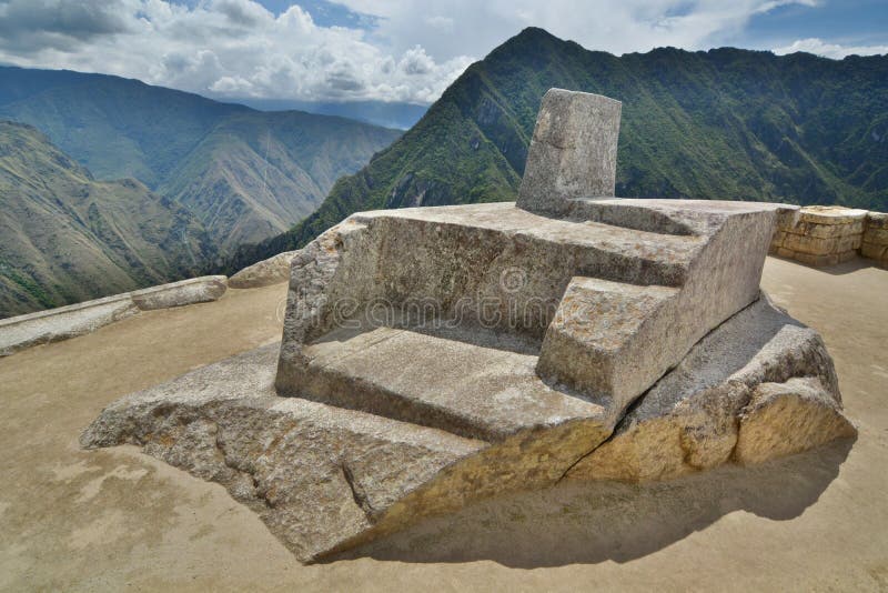 Inti Watana, l'orologio astronomico Machu Picchu peru fotografie stock libere da diritti Inti Watana, l'orologio astronomico Machu Picchu peru fotografie stock libere da diritti