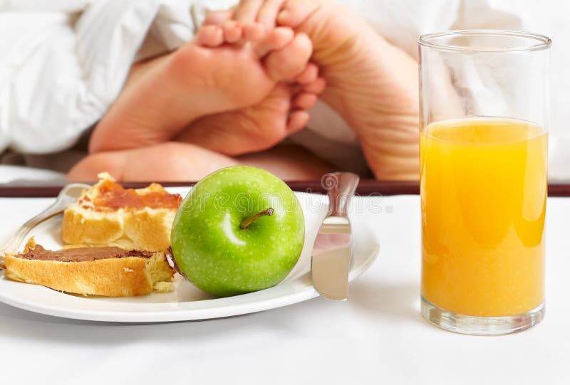 Intimate couple and breakfast stock images