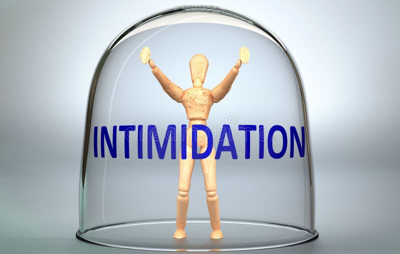 Intimidation can separate a person from the world and lock in an isolation that limits - pictured as a human figure locked inside vector illustration