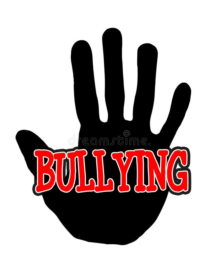 Man handprint isolated on white background showing stop bullying. Man handprint isolated on white background showing stop bullying