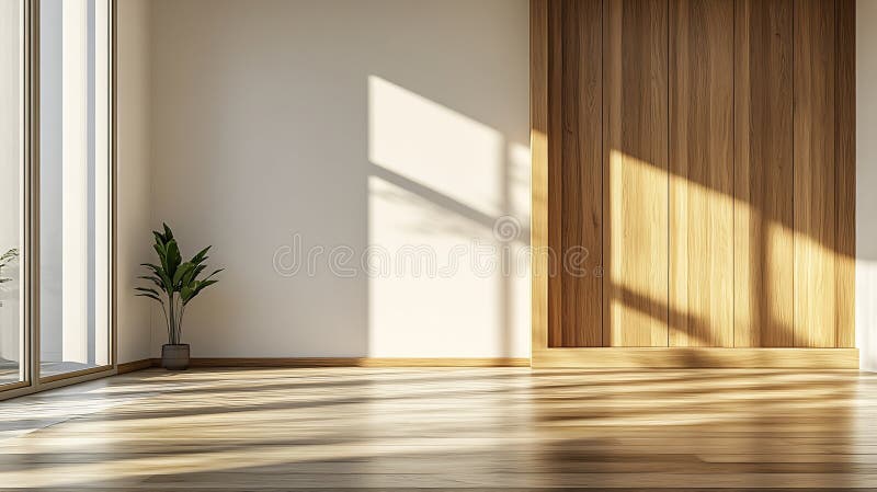 Intrare în ușa din față a dulapului AI generativ pentru decorarea lemnului și perete alb cu spațiu pentru copiere în interfața min stock illustration