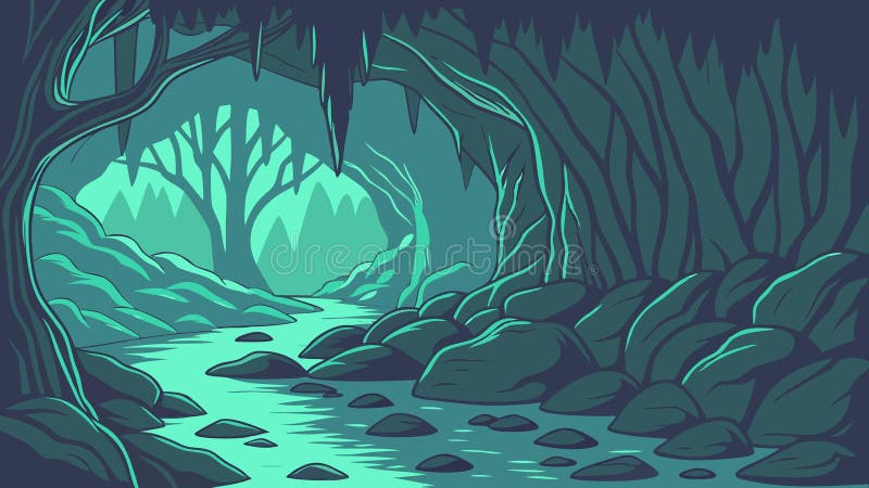 Intrarea în peșteră misterioasă design al vectorului natural Generative AI royalty free illustration