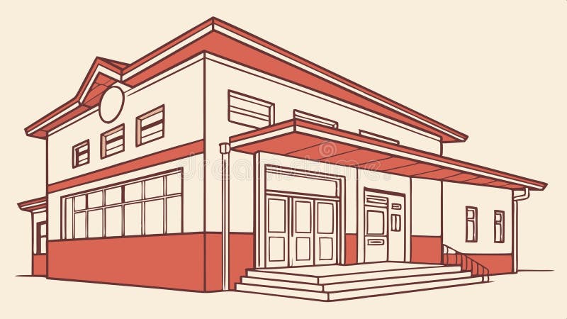 Intrarea într-o clădire școlară design vector Generative AI stock illustration