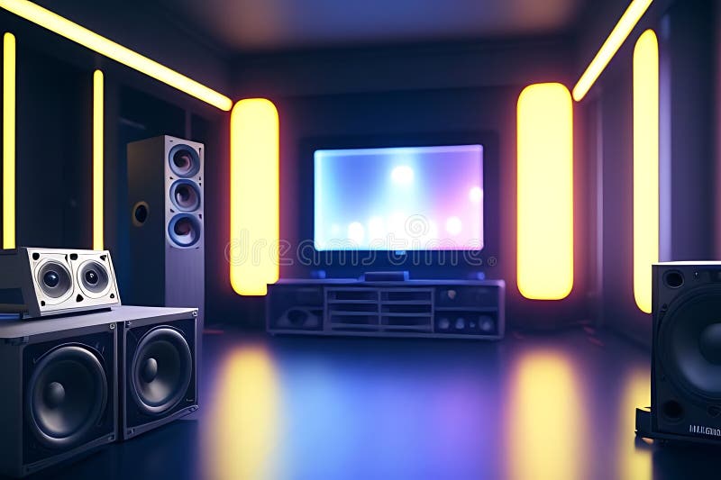 Intrattenimento coinvolgente : sonoro sonoro home theatre illustrazione di stock