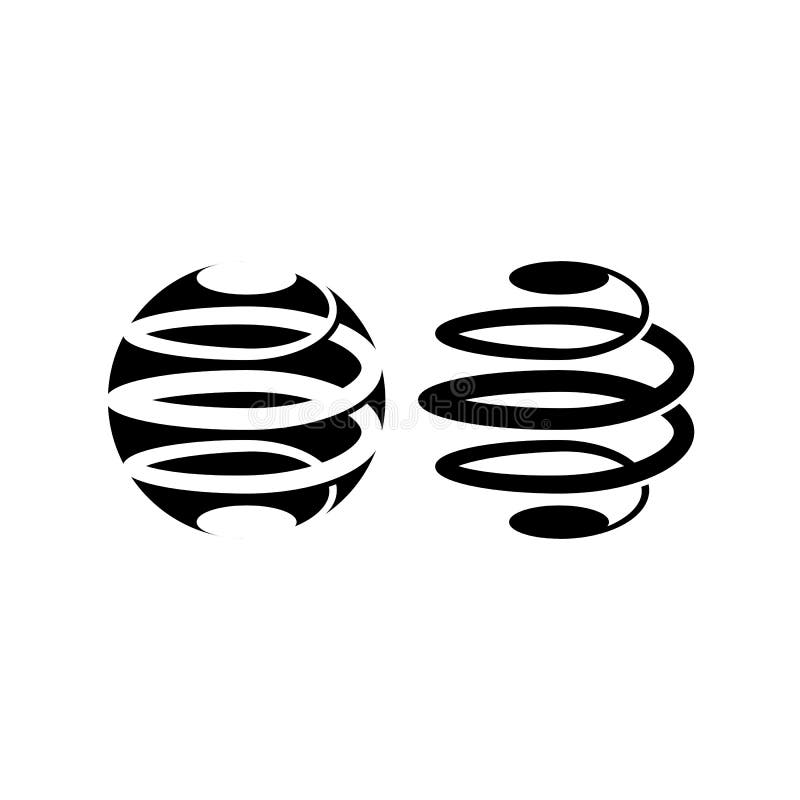 Intrecci in una struttura a spirale di logo la forma sferica in bianco e nero, logotype astratto del cerchio per la società della illustrazione vettoriale Intrecci in una struttura a spirale di logo la forma sferica in bianco e nero, logotype astratto del cerchio per la società della illustrazione vettoriale