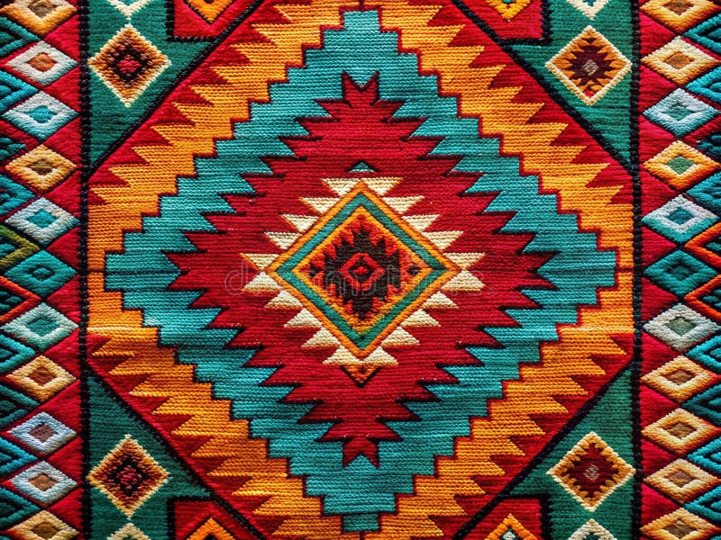 Intricare il tessuto in tessuto nativo americano e creare modelli per un'esplorazione di elementi di design tradizionali illustrazione di stock