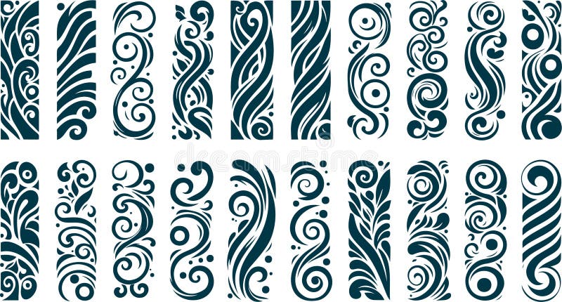 Intricate Abstract Floral and Swirl Vector Art Patterns royaltyfri illustrationer