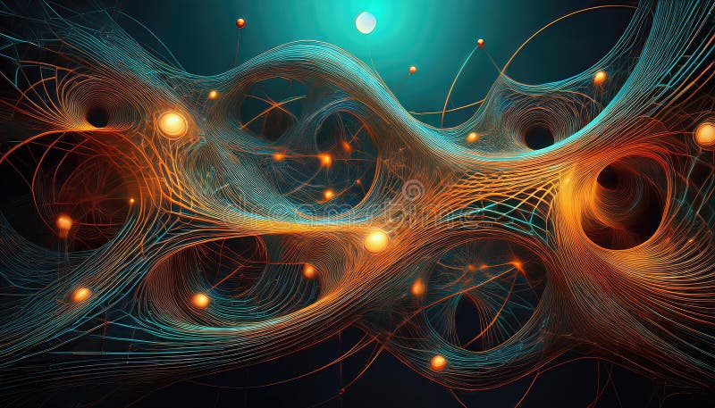 Komplexes abstraktes Netzwerk Dynamische Linien und Formen in einem faszinierenden visuellen Muster, das Farben und Texturen für e lizenzfreie abbildung