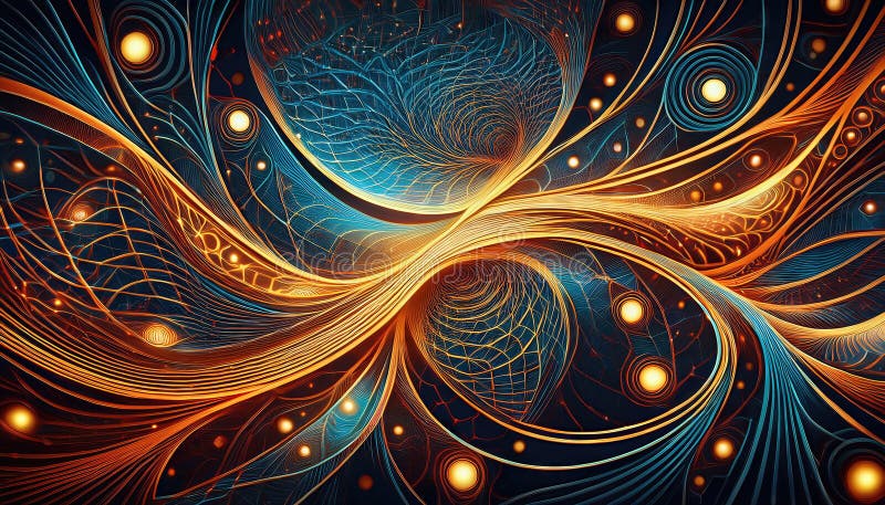 Intricate Abstract Network of Lines and Shapes A Mesmerizing, Dynamic Visual Puzzle of Colors and Textures, Offering a Captivating royalty free illustration