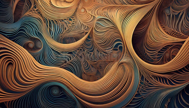 Komplexes abstraktes Netzwerk aus Linien und Formen Eine lebendige, faszinierende visuelle Symphonie, die eine Verschmelzung von G lizenzfreie abbildung