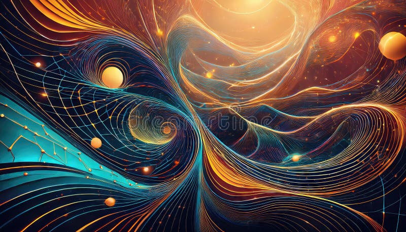 Intricate Abstract Network A Mesmerizing Dance of Lines and Shapes, Offering a Vibrant and Dynamic Visual Symphony in the Realm of stock illustration
