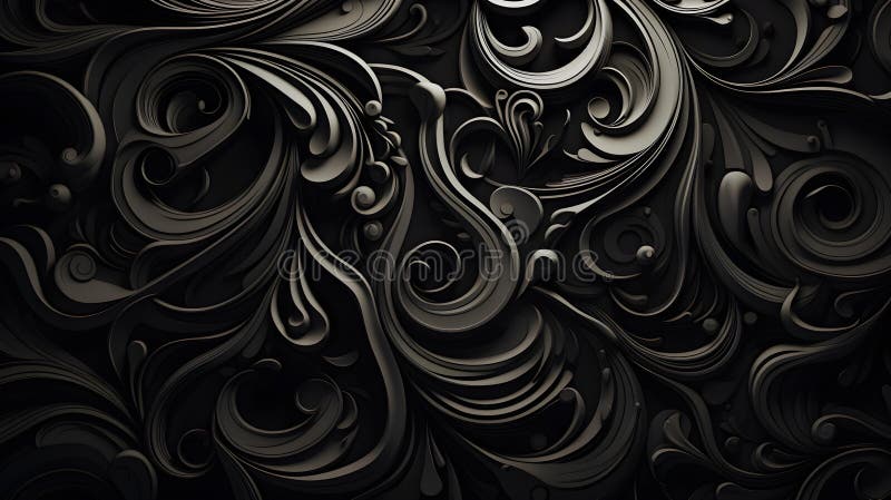 Abstract Background of intricate Patterns in black Colors. Antique Wallpaper royalty free illustration