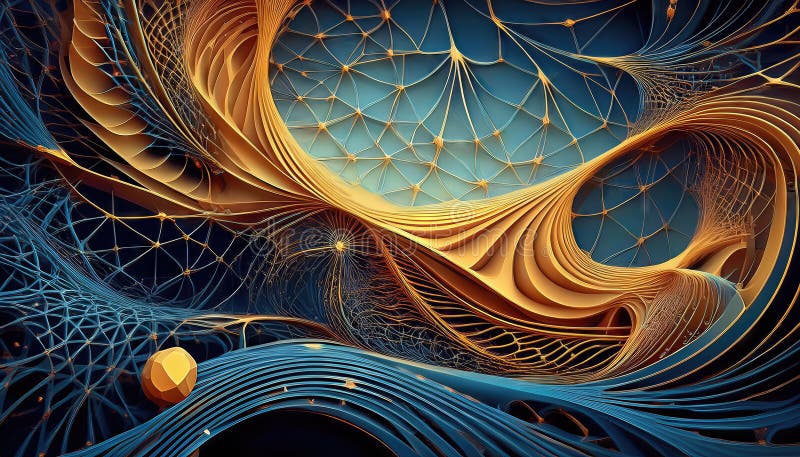 Komplexe Abstraktion Dynamisches Netzwerk aus Linien und Formen in einer faszinierenden visuellen Symphonie, die Komplexität und L vektor abbildung