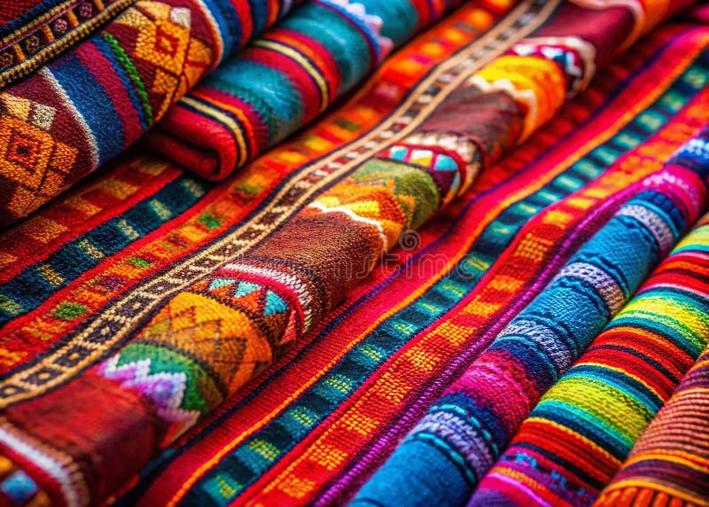 Intrikata Andinska Textilier från Cusco: En Makro-utforskning av Livfulla Färger och Mönster i det Peruanska Höglandet. Stig in i hjärtat av Cusco, Peru, och upptäck den hisnande konsten hos andinska textilier. Detta fängslande makrofotografi visar upp de livfulla färgerna, intrikata mönstren och rika texturerna hos traditionella plagg. Närbilder avslöjar det detaljerade hantverket, från de noggrant vävda designerna till de unika naturliga färgämnena som skapar ett sådant spektrum av nyanser. Varje textil berättar en