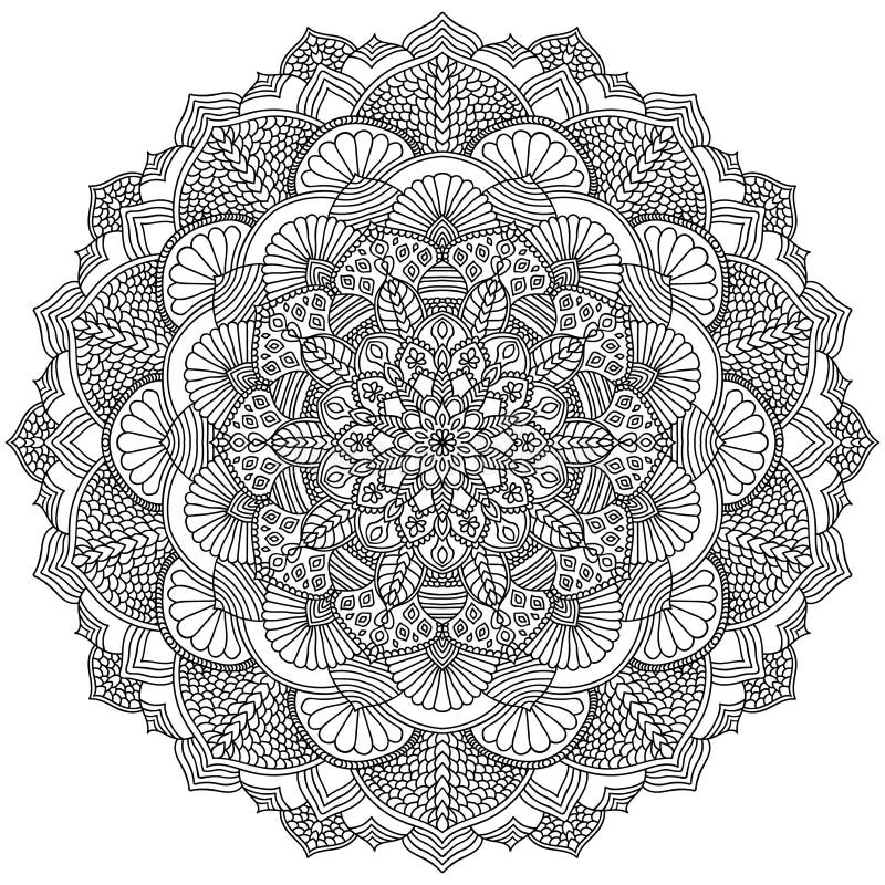 Download Intricate Black Mandala For Coloring Stock Vector ...