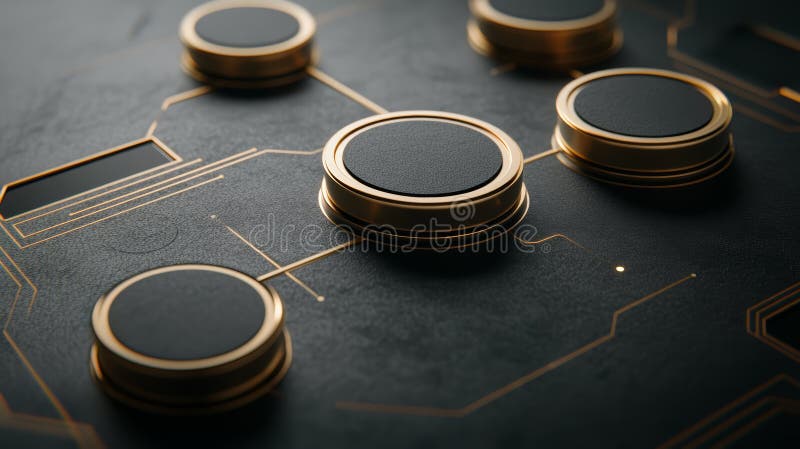 Intricate circuitry and buttons on a computer board, closeup examination of electronic components technological design royalty free illustration