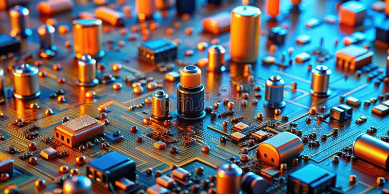 Intricate circuitry a close-up view of electronic components on a complex motherboard. Generative AI vector illustration