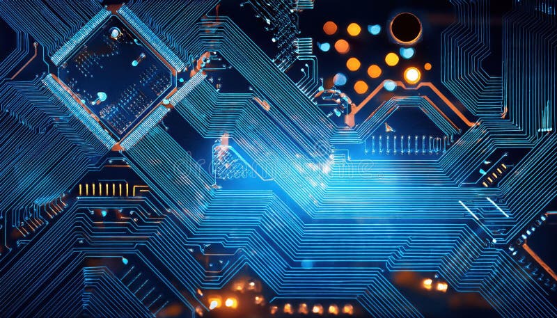Intricate circuitry design featuring glowing lights in a dynamic ai powered automation environment vector illustration