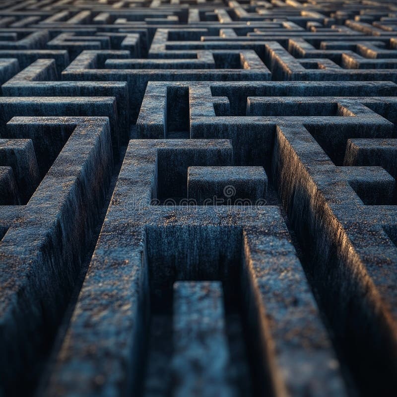 Intricate Close-Up View of Abstract Concrete Maze Design Texture royalty free illustration
