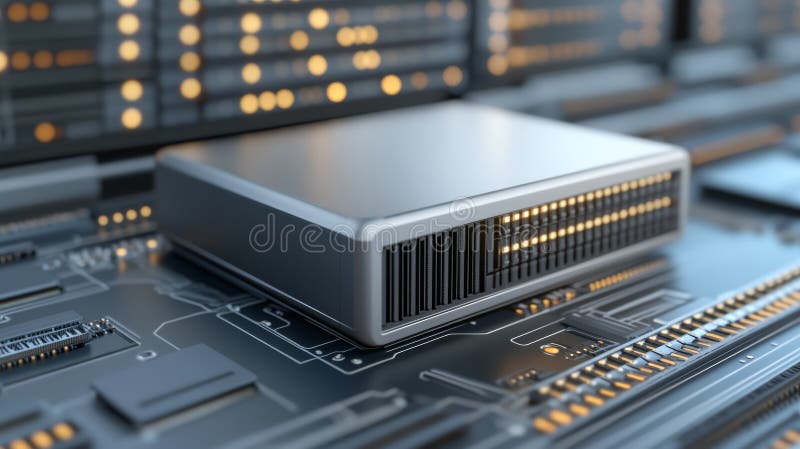 Intricate closeup, computer processor on motherboard unveiling the complexities of modern computing technology royalty free illustration