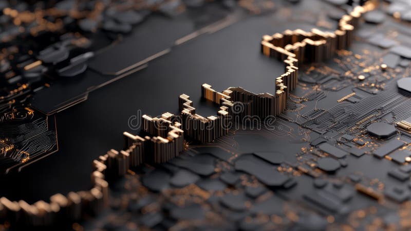 Intricate closeup, exploring the complex world of computer circuitry and electronic components vector illustration