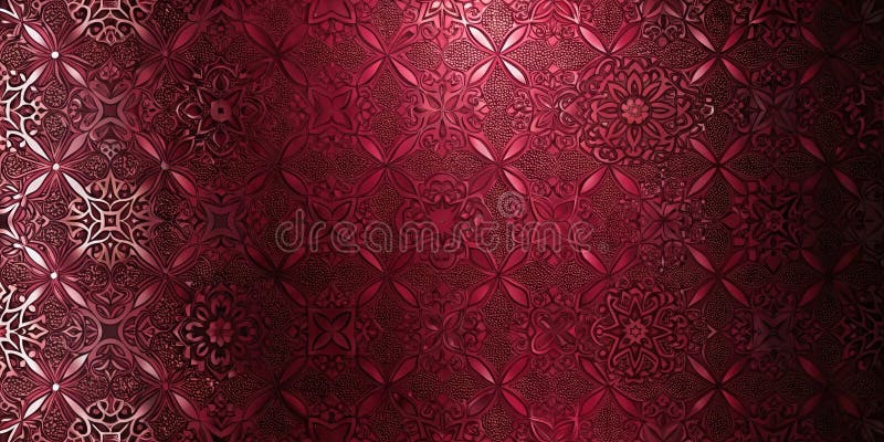 Intricate crimson pattern a deep red embossed design with floral and geometric motifs. Generative AI royalty free illustration