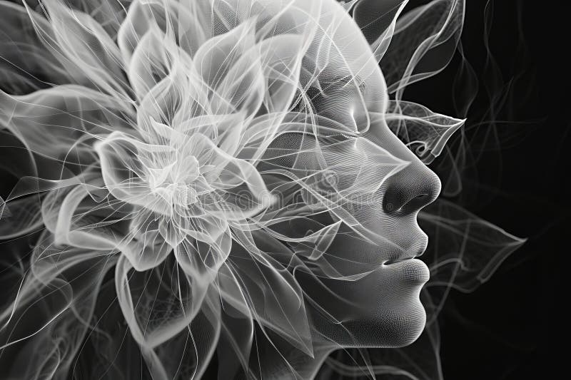 Intricate design symbolizing human mind, consciousness, imagination, science, and creativity royalty free illustration