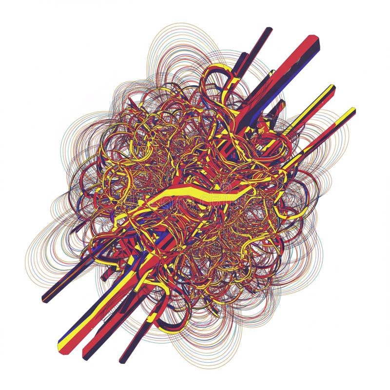 An intricate digital artwork featuring an abstract composition of intertwined stock illustration