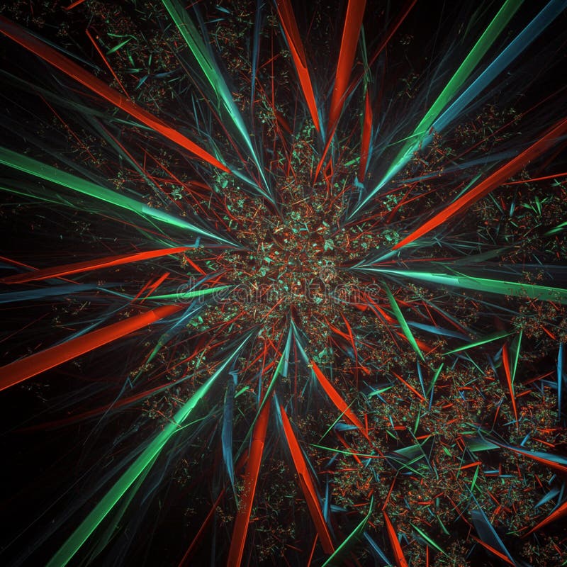 Intricate digital artwork featuring a complex fractal design. Radiating patterns of red royalty free illustration
