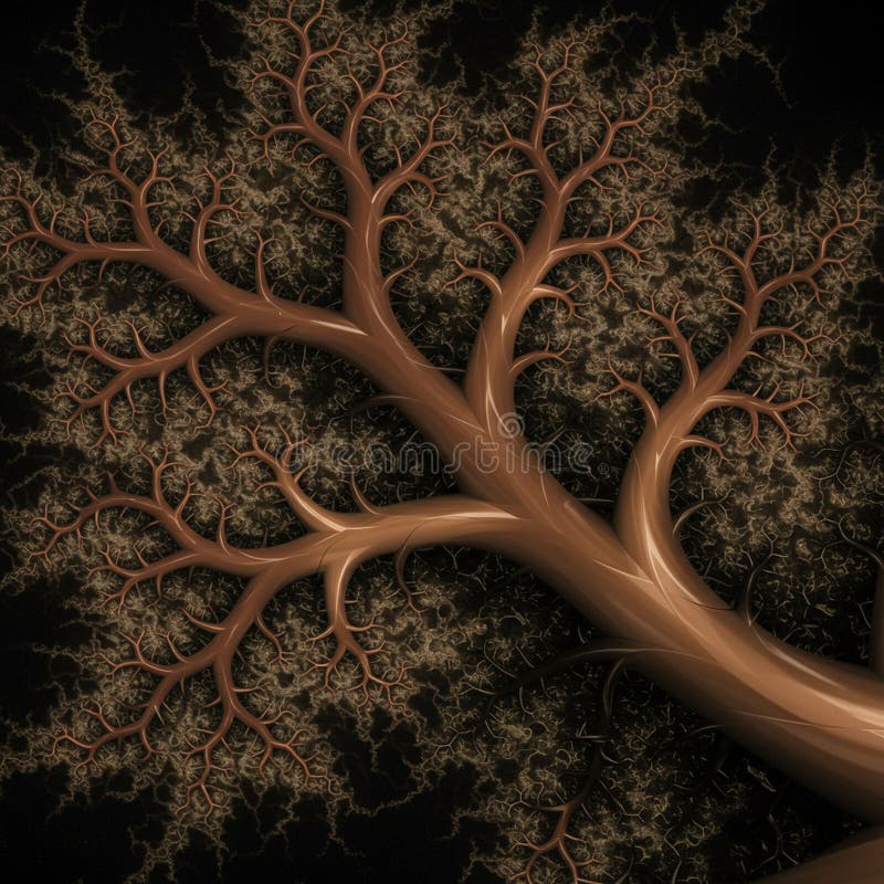 Intricate digital artwork featuring a fractal design resembling tree branches, set vector illustration