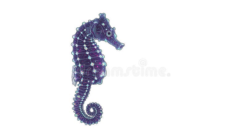 Intricate digital artwork of a seahorse in a futuristic design. The seahorse appea royalty free illustration
