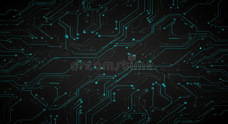 Intricate digital circuit pattern featuring interconnected lines and nodes, resembling a stock illustration