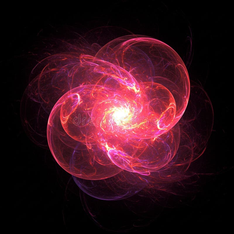 An intricate digital fractal design showcasing glowing, swirling patterns in vibrant pink royalty free illustration
