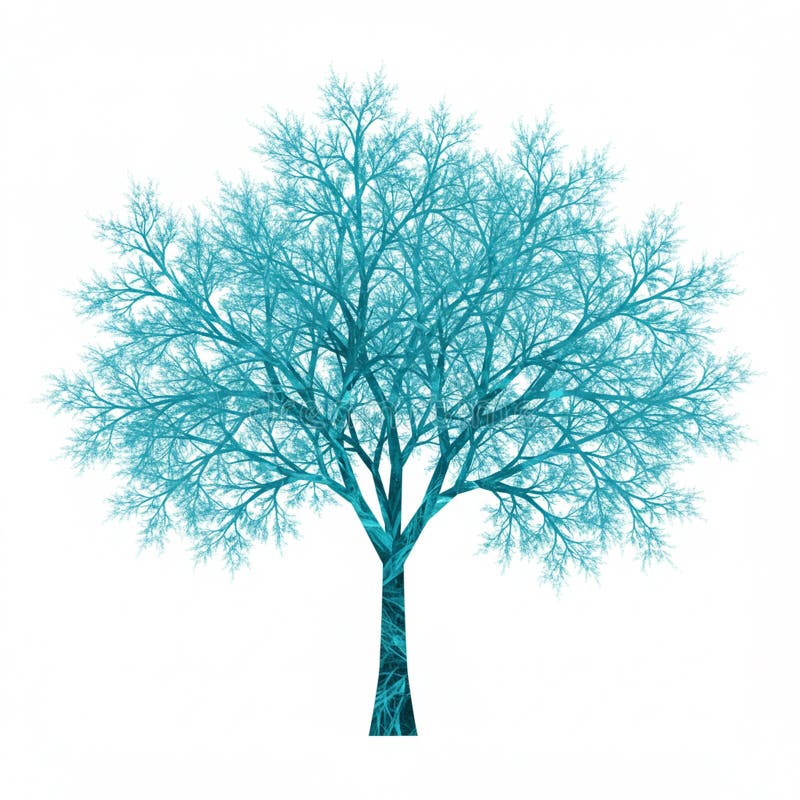 An intricate digital illustration of a tree, featuring a symmetrical, fractal-like pattern. royalty free illustration
