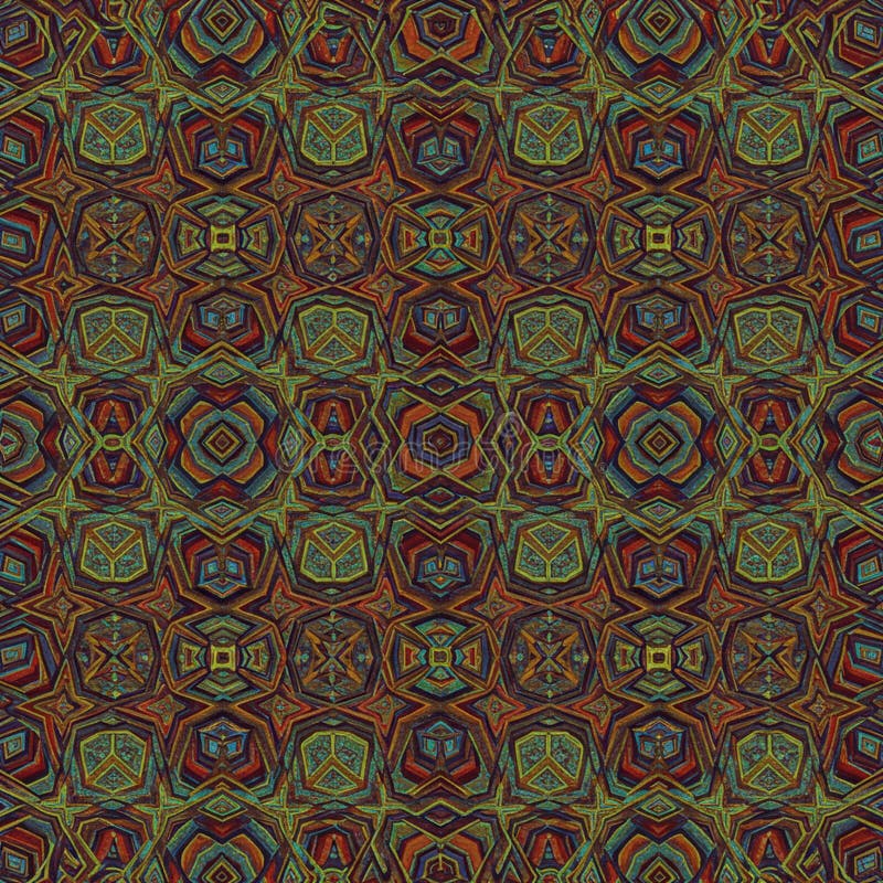 Intricate digital pattern featuring geometric shapes in a kaleidoscopic design. royalty free illustration
