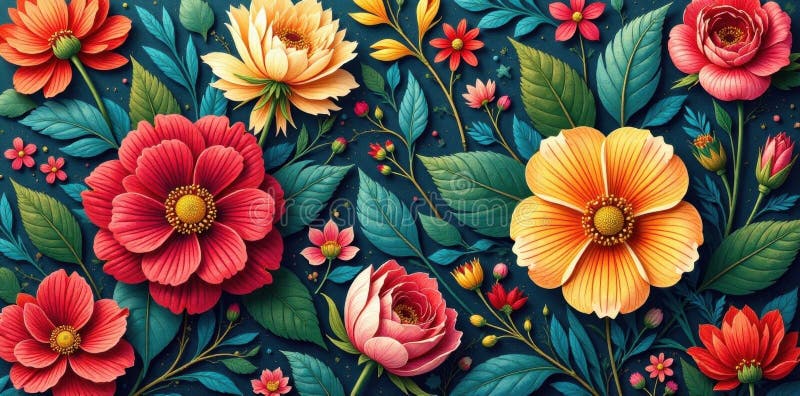 Intricate florblock mönster i hela den tryckta trendtextilblomsblocket vektor illustrationer