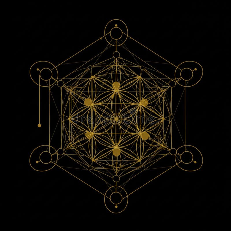Intricate geometric design featuring golden lines forming a symmetric structure vector illustration