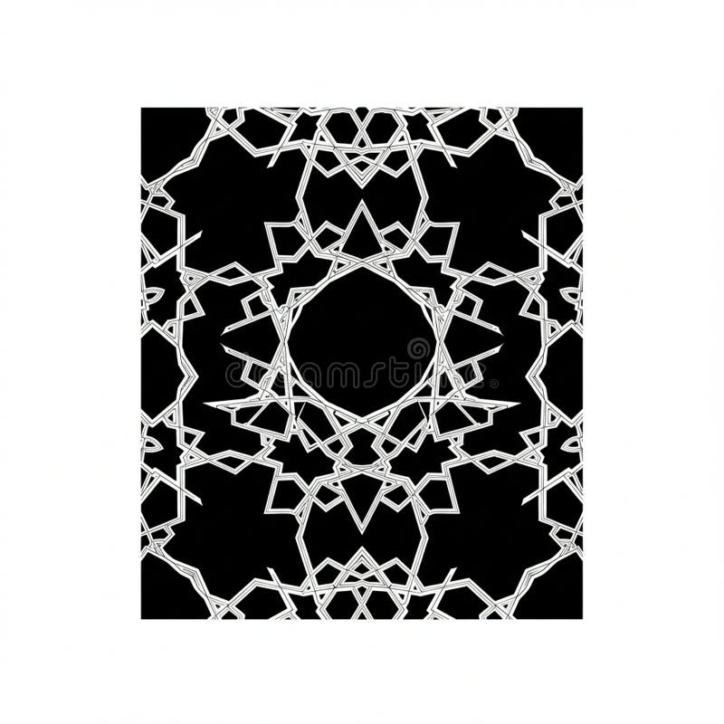 Intricate geometric pattern featuring interconnected white lines forming a stock illustration