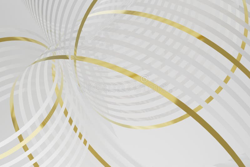 Intricate geometric pattern - reflective gold waves in a fluid motion as abstract background. 3D rendering. royalty free illustration