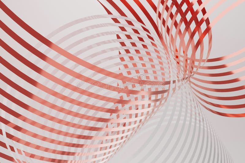 Intricate geometric pattern - reflective metallic red waves in a fluid motion as abstract background. 3D rendering. royalty free illustration