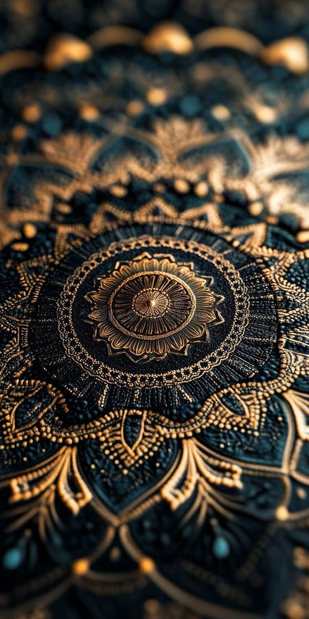 Intricate Gold and Black Mandala Design with Detailed Patterns vector illustration