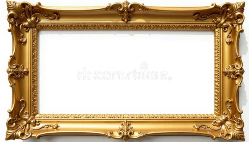 Intricate gold frame, baroque style, isolated , gold frame, design element, luxury royalty free illustration