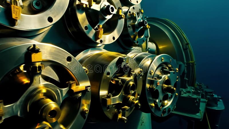 Complex underwater machinery working seamlessly in deep sea environment vector illustration