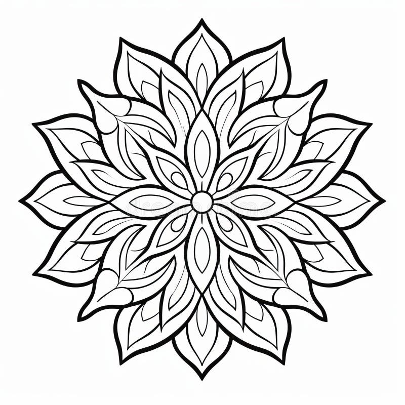 Intricate Mandala Flower Coloring Page - Simplistic Forms with Graceful