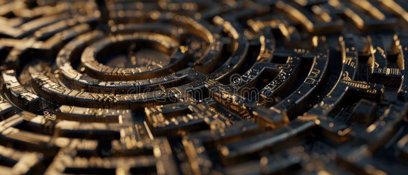 An intricate maze representing the complexity of cybersecurity systems vector illustration