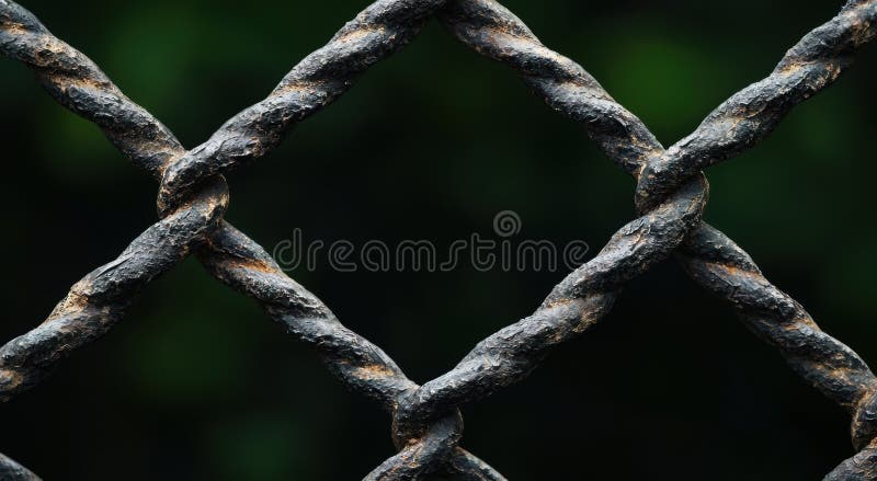 Intricate metal lattice structure against dark background stock illustration