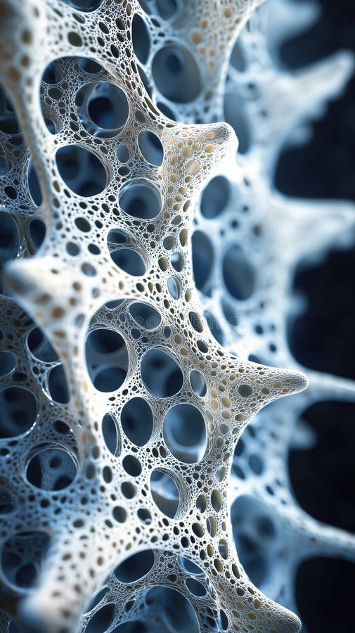 Intricate microstructure of a porous material with complex patterns and textures royalty free illustration