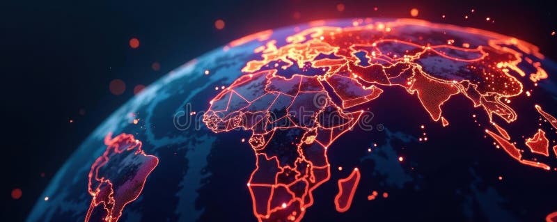 Intricate network of lines on a glowing earth visualizing financial data , world, prediction vector illustration